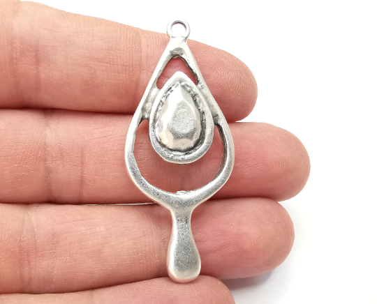 Drop Pear Charms Pendant Antique Silver Plated Charms (51x21mm) G28055