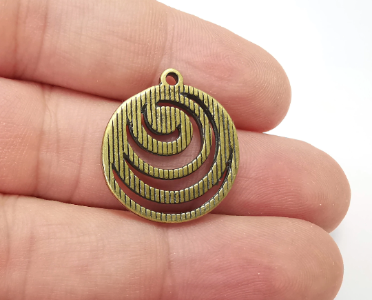 Tidal Wave Swirl Spirals Charms Antique Bronze Plated (25x22mm) G28265