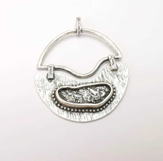 Unique Silver Pendant Antique Silver Plated (62x49mm) G28745