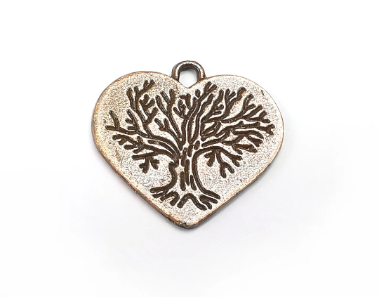 2 Heart Tree Charms Antique Copper Plated Charms (22x22mm) G29514