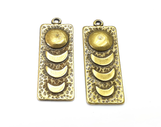 Moon Charms State of The Moon Hammered Crescent Antique Bronze Plated Charms (39x15mm) G28033