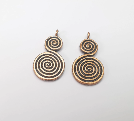 Spiral Charms Antique Copper Plated Charms, Earring Dangle Components (28x14mm) G28272