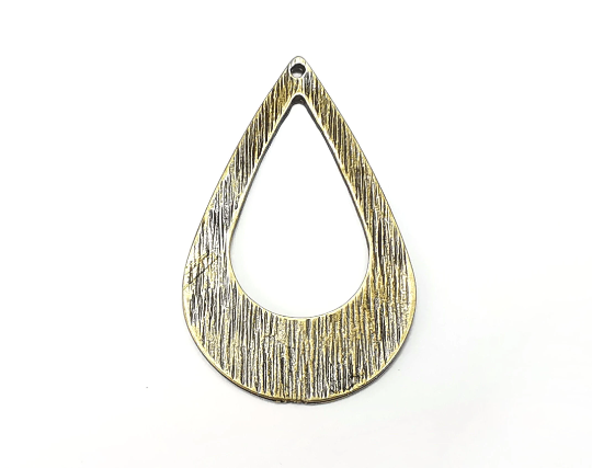 Brushed Drop Charms Antique Bronze Plated Teardrop Charms (40x24mm) G28921