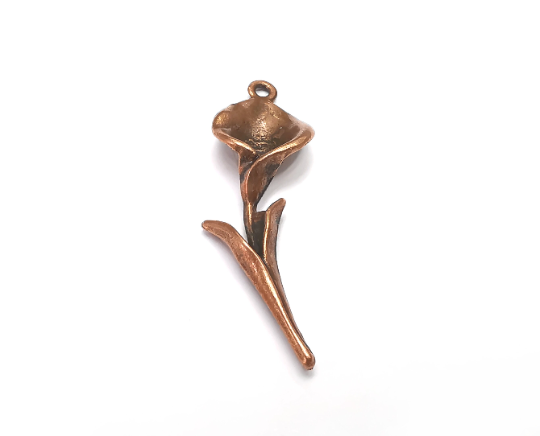 Calla Lily Flower Charms Antique Copper Plated Charm (38x12mm) G29813
