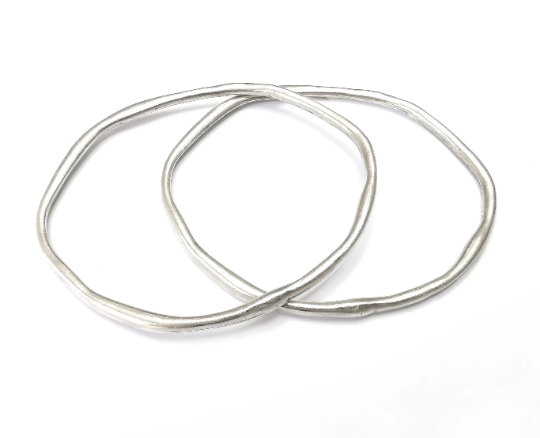 Silver Big Oval Hoop Findings Antique Silver Plated Findings (90x74mm) G28058