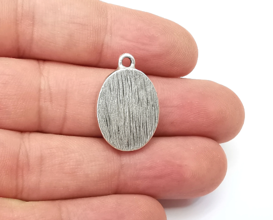 Oval Charm Bezel, Resin Blank, inlay Mounting, Mosaic Pendant Frame, Cabochon Base,Dry Flower Setting,Antique Silver Plated (18x13mm) G28741
