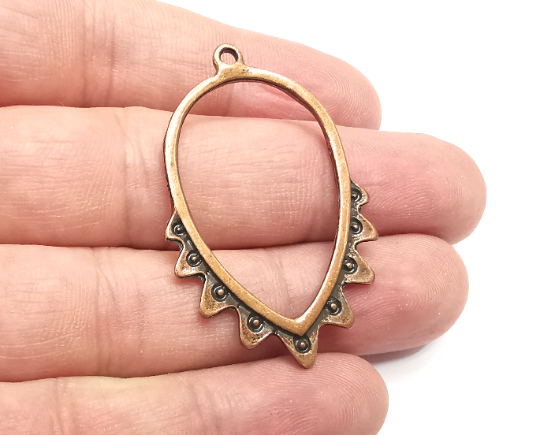 Ethnic Drop Charms, Antique Copper Plated Charms (45x30mm) G28908