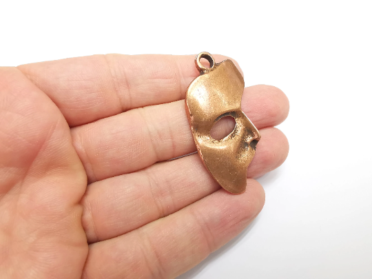 Face Mask Charms Antique Copper Plated Charms (50x24mm) G29572