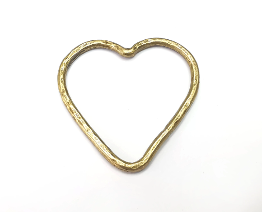 Heart Hammered Charms, Antique Bronze Plated Findings (50mm) G28781