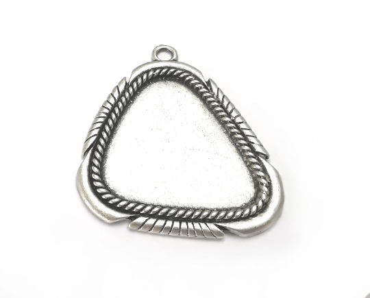 Ethnic Frame Pendant Blank Antique silver plated (40x40mm Blank Size) G28251