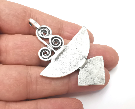 Unique Swirl Charms, Antique Silver Plated (63x46mm) G28759