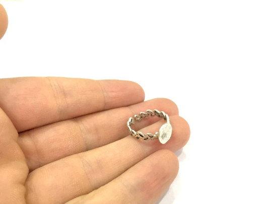 Adjustable Ring Blank, (10mm blank ) Antique Silver Plated Brass G4947