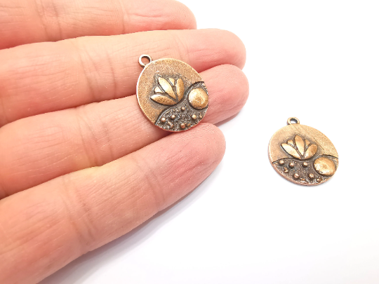 Lotus Flower Charms Pendant Antique Copper Plated Charms (25x21mm) G28005