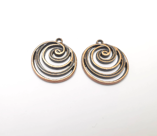 Tidal Wave Swirl Spirals Charms Antique Copper Plated (25x22mm) G28283