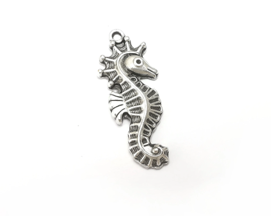 Seahorse Charms, Antique Silver Plated (36x15mm) G28764