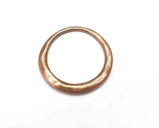 Antique Copper Round Connector Antique Copper Plated Organic Shape Hoop (35mm) G29364