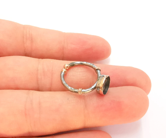 Sterling Silver Ring Blank Bezel 925 Silver Ring Setting Resin Ring Blank Cabochon Ring Mounting Adjustable Ring Base (8mm round) G30044