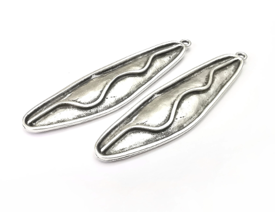 Ethnic Dangle Charms, Antique Silver Plated (69x18mm) G28097