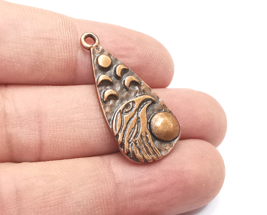 Moon Crescent Raven Charms, Eagle Charms, The Phases of The Moon, Antique Copper Plated Charms (33x16mm) G28784