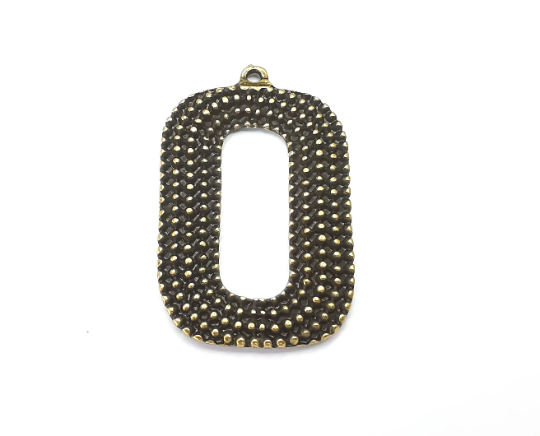 Dotted Oval Balls Charms Antique Bronze Plated Charm (43x27mm) G28064
