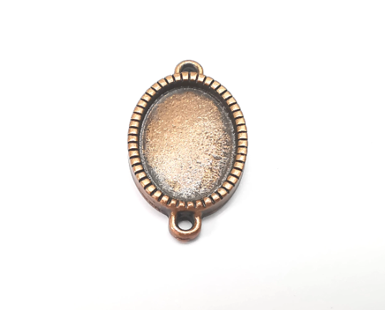 Oval Pendant Connector Bezels, Resin Blank, inlay Mountings, Mosaic Frame, Cabochon Bases, Settings, Antique Copper Plated (18x13mm) G28972