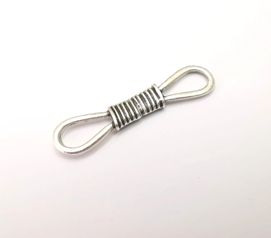 Knot Connector Charms Antique Silver Plated Charms (51x12mm) G28727