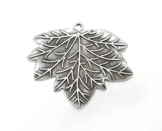 Leaf Dangle Charms Pendant, Antique Silver Plated Charms (66x53mm) G28994