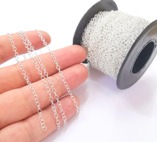 1 Feet Rolo Chain Sterling Silver Chain, 925 Solid Silver Soldered Chain (3x2,6mm) G30042