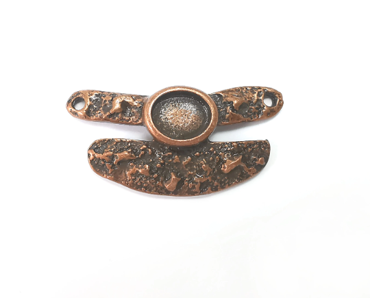 Oval Bezel, Resin Blank, inlay Mounting, Mosaic Frame Cabochon Base, Antique Copper Plated (10x8mm) G28967