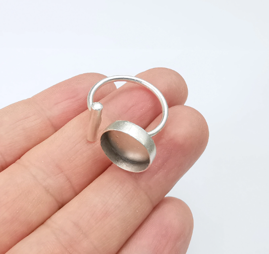 Wrap Ball Ring Blank Setting, Round Cabochon Mounting, Adjustable Resin Ring Base Bezels, Antique Silver Plated (14mm) G29549