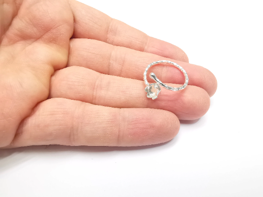 Sterling Silver Ring Blank Bezel 925 Silver Ring Setting Resin Ring Blank Cabochon Ring Mounting Adjustable Ring Base (6mm round) G30007