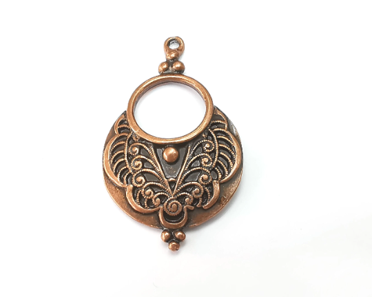 Unique Pattern Dangle Charms, Antique Copper Plated Charms (44x26mm) G28955