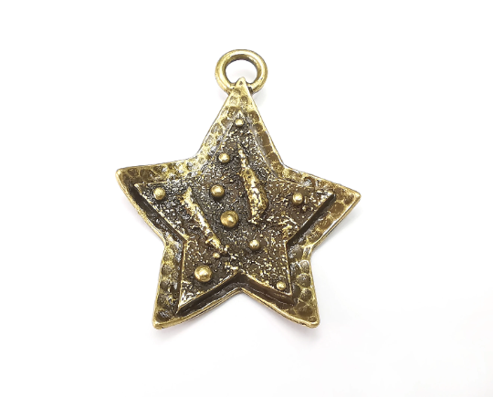 Star Charms, Falling Star Charm, Antique Bronze Plated Night Sky Charms (56x43mm) G28956