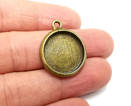 Round Pendant Bezels, Resin Blank, inlay Mountings, Mosaic Frame, Cabochon Bases, Dry Flower Settings Antique Bronze Plated (20mm) G29818