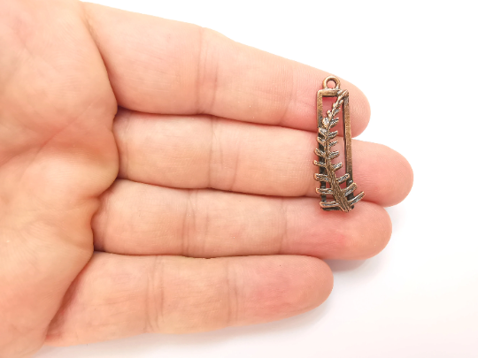 Fern Leaf Charms Frame Antique Copper Plated (34x12mm) G28314