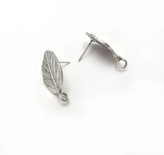 Leaf Silver Earring Set Base Wire Antique Silver Plated Brass Earring Base (25x13mm) G28343