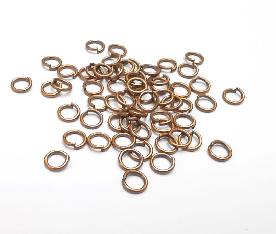 50 Antique Copper Brass Jumpring (5 mm) (Thickness 0.8mm - 20 Gauge) Antique Copper Plated Brass Jumpring Findings G29386
