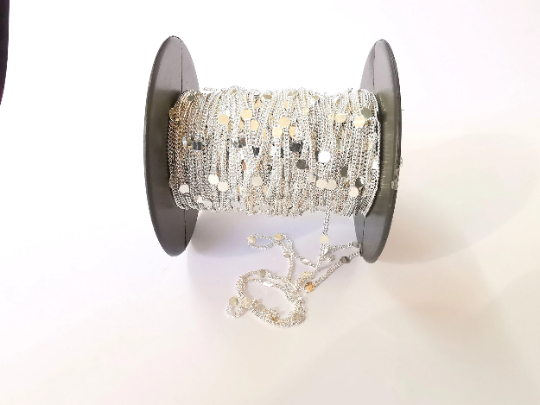 1mt(3.3ft) Sterling Silver Soldered Chain 925 Solid Silver Chain flat scaly Curb Chain (1,5mm) G30065