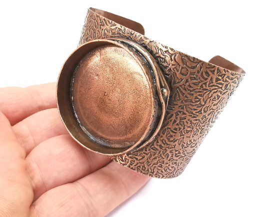 Bracelet Blanks Cuff Adjustable Textured Bracelet Antique Copper Plated Brass ( 40mm Blanks ) G28231