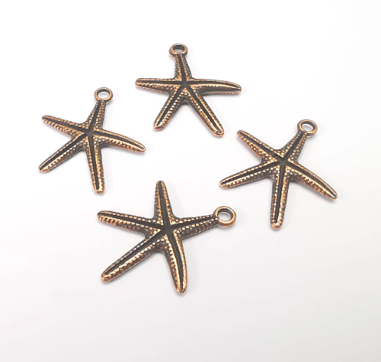 Starfish Charms Antique Copper Plated Nautical Charms, Earring Dangle Components (23x21mm) G28211