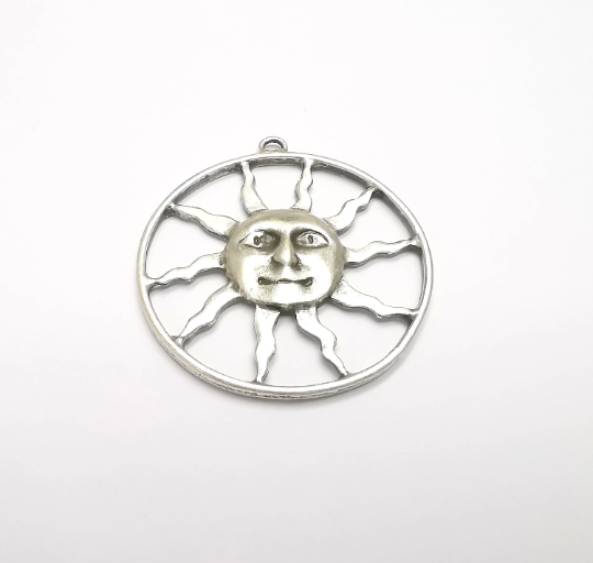 Sun Charms Pendant Antique Silver Plated Charms (53x48mm) G29335