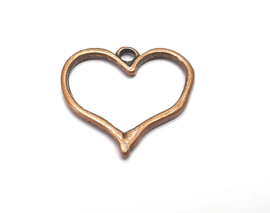 5 Heart Charms, Antique Copper Plated Charms (22x22mm) G28901