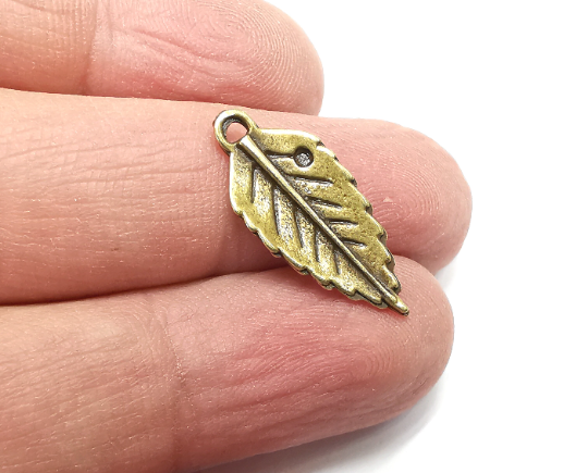 Leaf Charms Antique Bronze Plated Charms (24x11mm) G29816