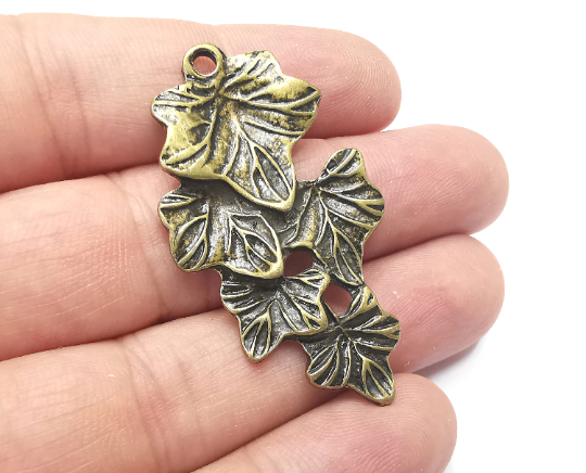 Leaf Leaves Charms Antique Bronze Plated Charms (50x28mm) G28295