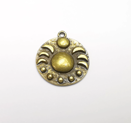 Crescent Moon Charms, Phase of the moon, Antique Bronze Plated Charms (29x25mm) G29377