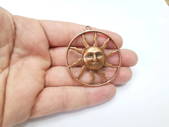 Sun Charms Pendant Antique Copper Plated Charms (53x48mm) G29328