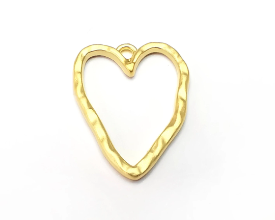 Heart Hammered Charms, Gold Plated DIY Charms (24x18mm) G28732