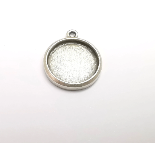 Round Pendant Blanks, Resin Bezel Bases, Mosaic Mountings, Dry flower Frame, Polymer Clay base, Antique Silver Plated (19mm) G29553