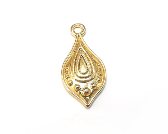 Drop Gold Charms, Gold Plated DIY Charms (27x13mm) G28962