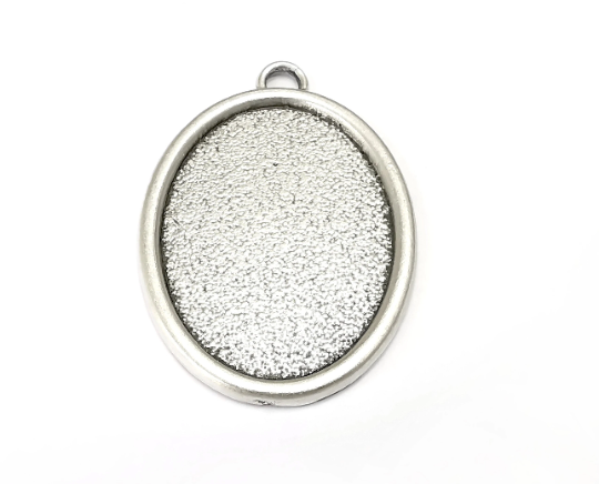 Oval Frame Pendant Blank Antique Silver Plated Pendant (56x36mm) (45x30mm Blank Size) G28091